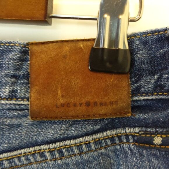 Lucky Brand 181 relaxed Straight distressed five pocket blue denim jeans - Picture 12 of 15